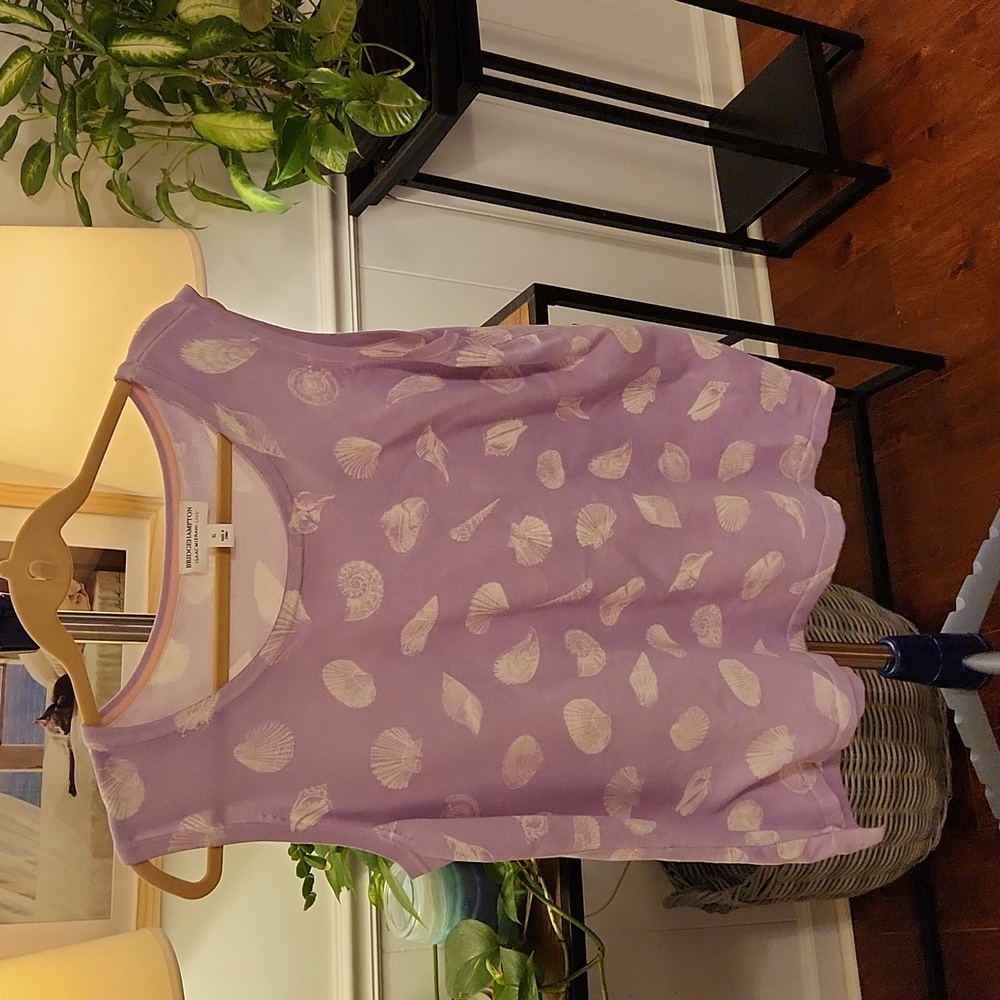 Bridgehampton by Isaac Mizrahi printed shell sweater tank, XL, lavender